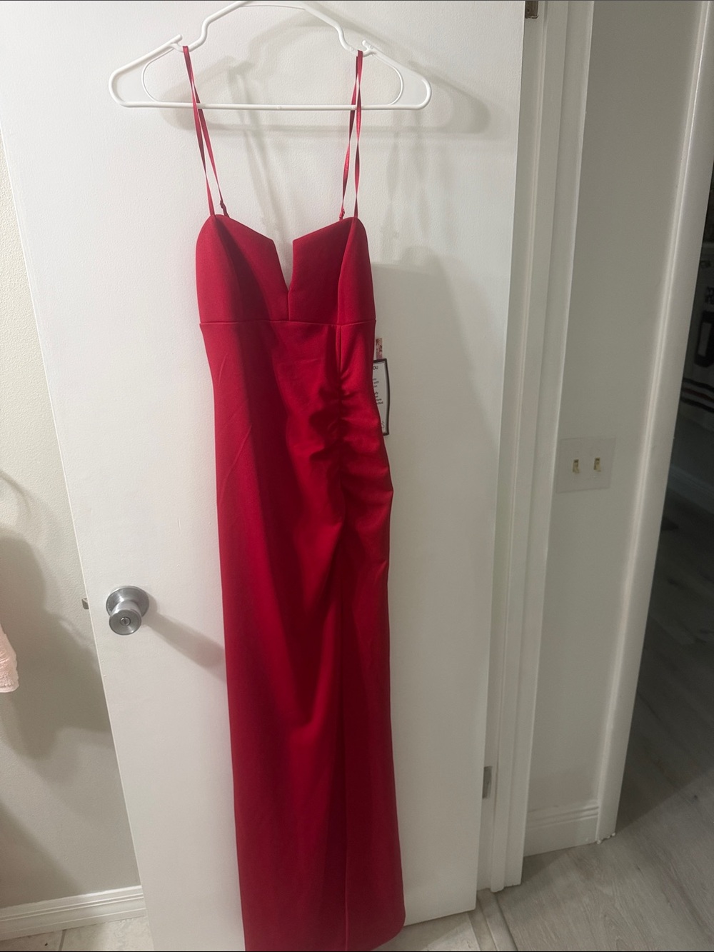 Emerald Red Spaghetti-Strap Maxi Gown